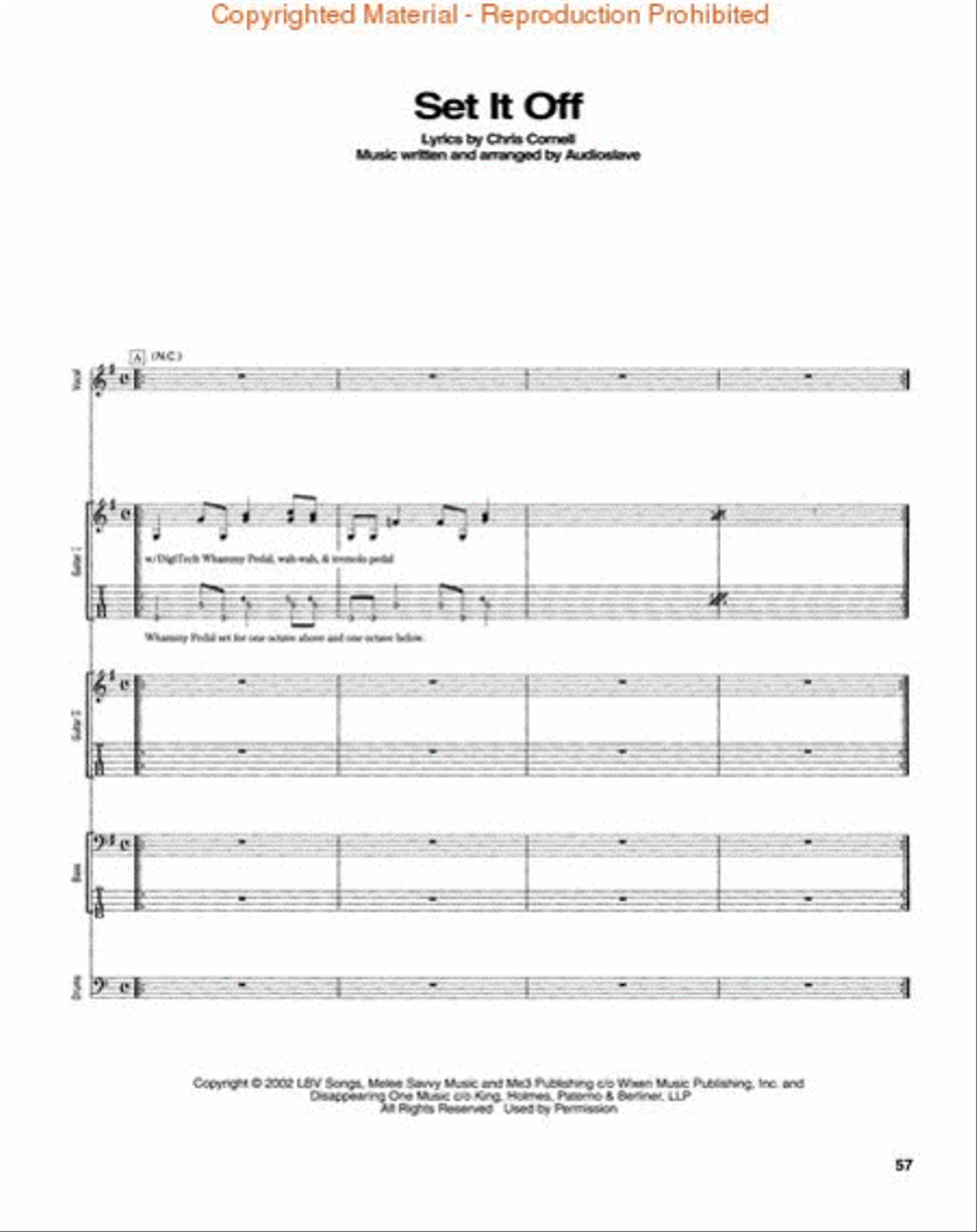Audioslave Audioslave Guitar Tablature scores gallery preview page 4