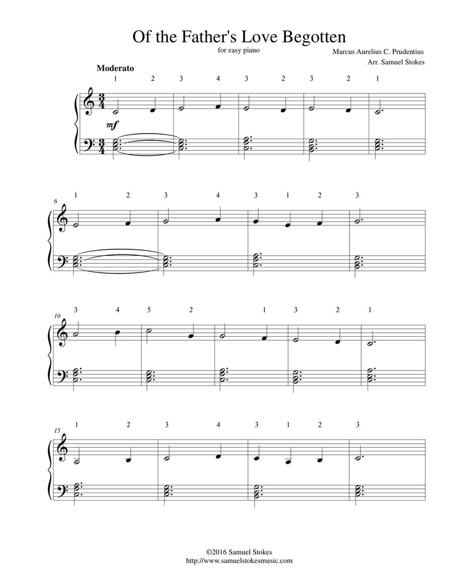 Of the Father's Love Begotten - for easy piano