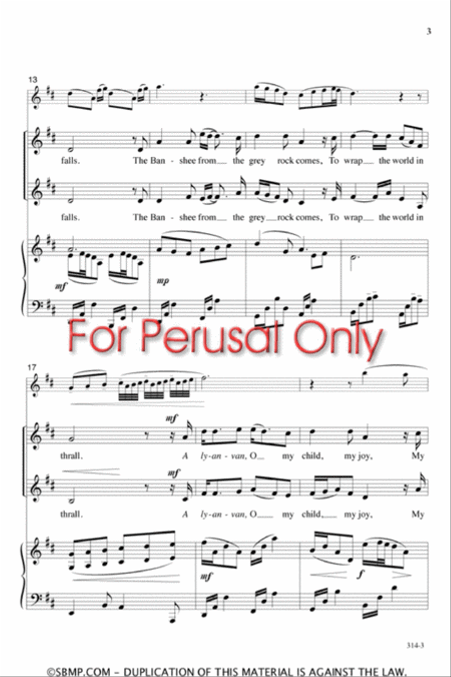 The Gartan Mother's Lullaby - SATB Octavo 4-Part scores gallery preview page 3