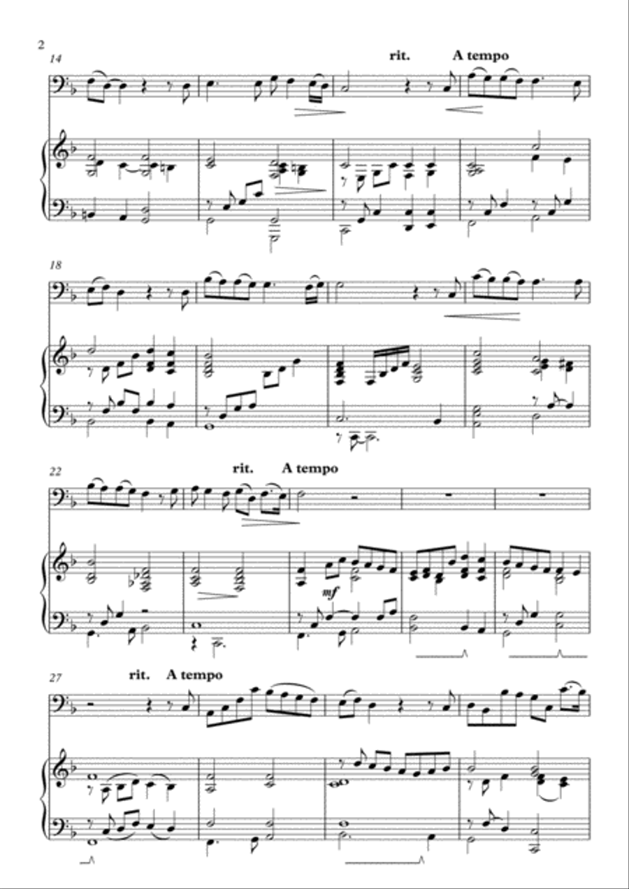 'Hiraeth' for Euphonium solo with piano accompaniment Euphonium scores gallery preview page 2