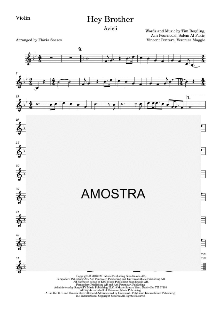 Hey Brother Hey Brother Violin Solo scores gallery preview page 1