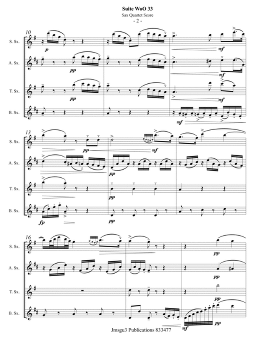 Beethoven: Suite WoO 33 for Saxophone Quartet - Score Only image number null