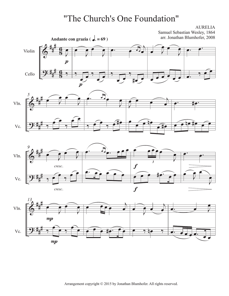 Six Hymn Arrangements for Violin and Cello