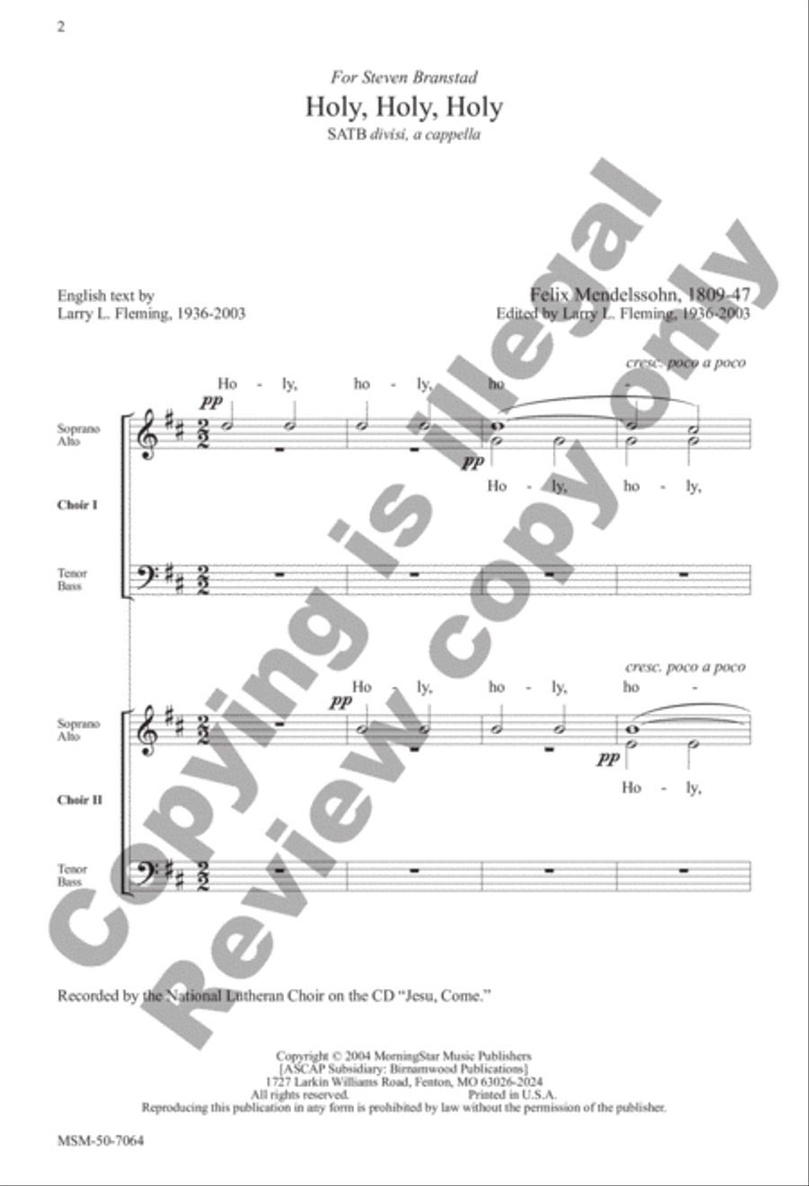 Holy, Holy, Holy Holy, Holy, Holy Divisi scores gallery preview page 2