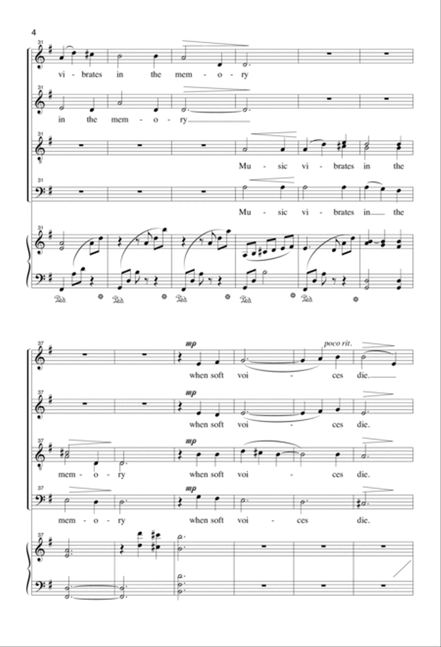 Music, When Soft Voices Die 4-Part scores gallery preview page 3