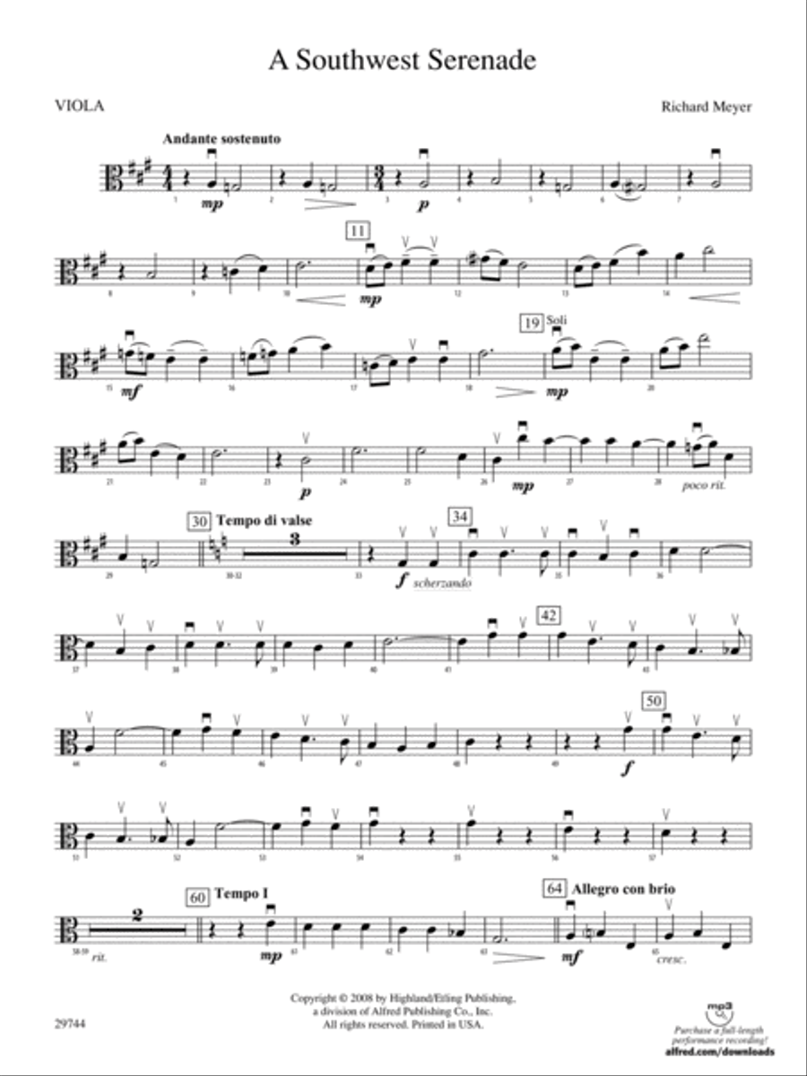 A Southwest Serenade: Viola String Orchestra scores gallery preview page 1