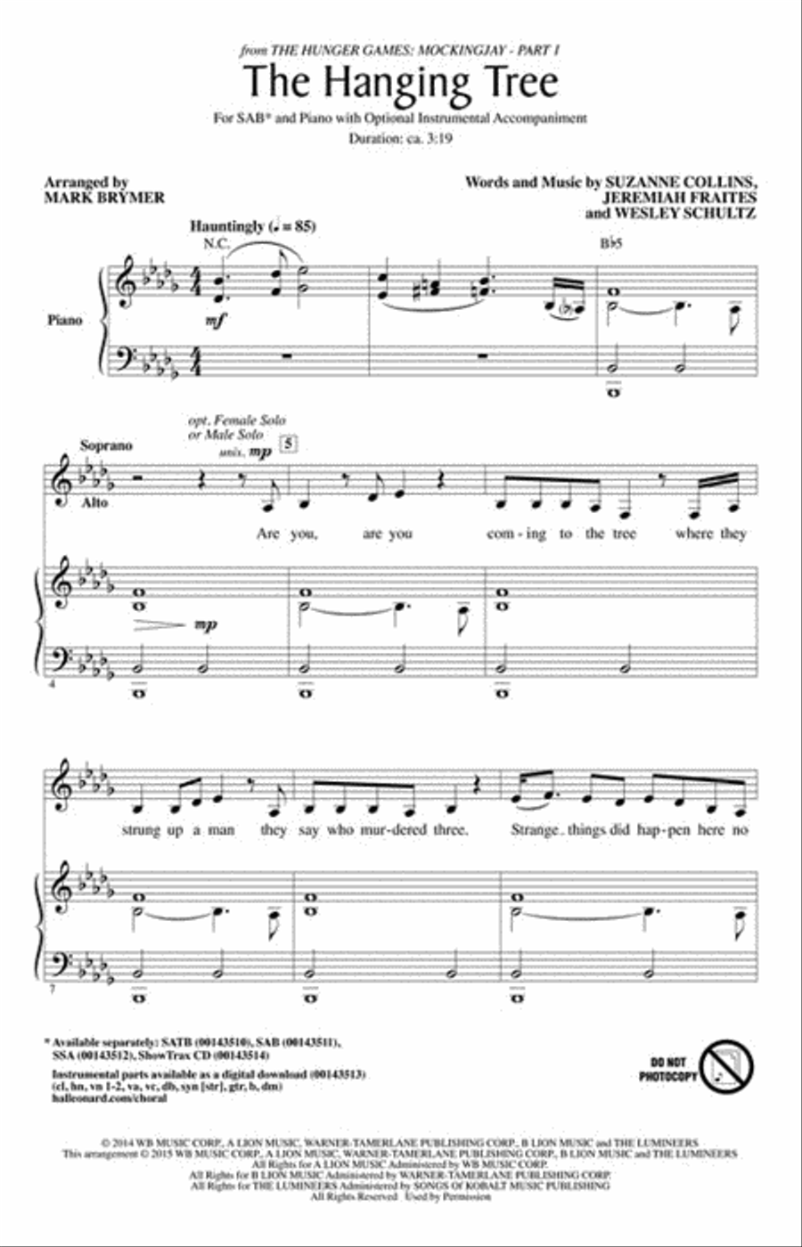 The Hanging Tree 3-Part scores gallery preview page 2