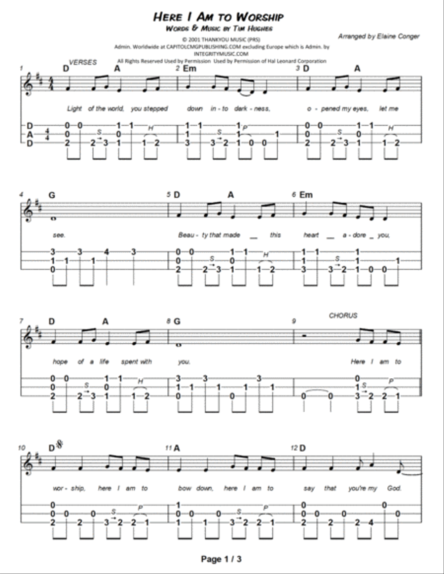 Here I Am To Worship Dulcimer scores gallery preview page 2