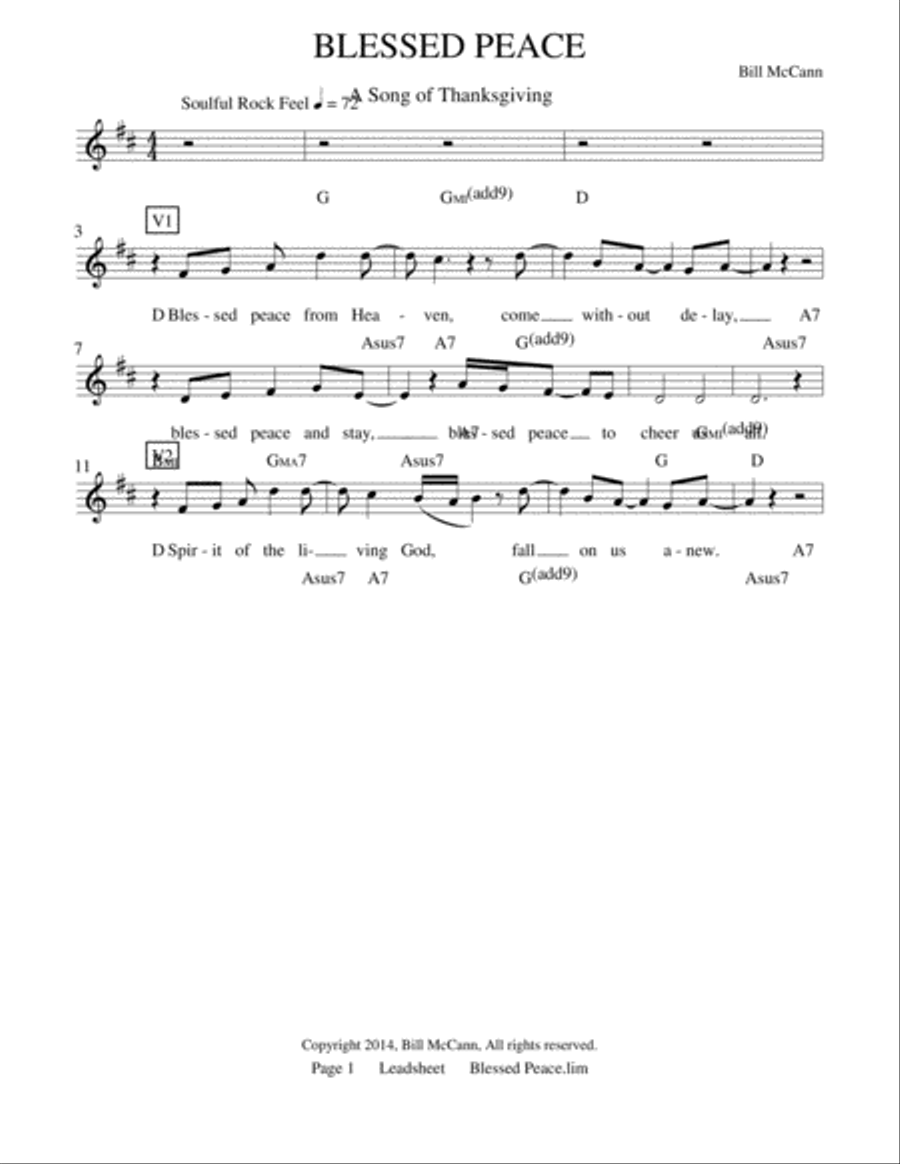 Blessed Peace Piano, Vocal, Guitar scores gallery preview page 1