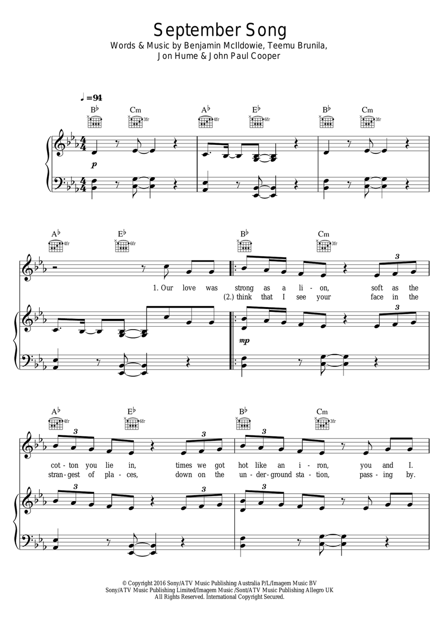September Song Piano, Vocal scores gallery preview page 1