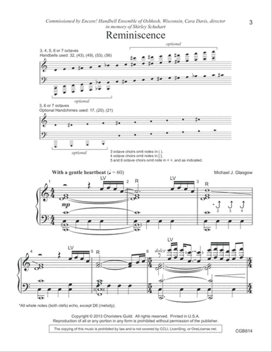 Reminiscence Handbell Choir scores gallery preview page 3