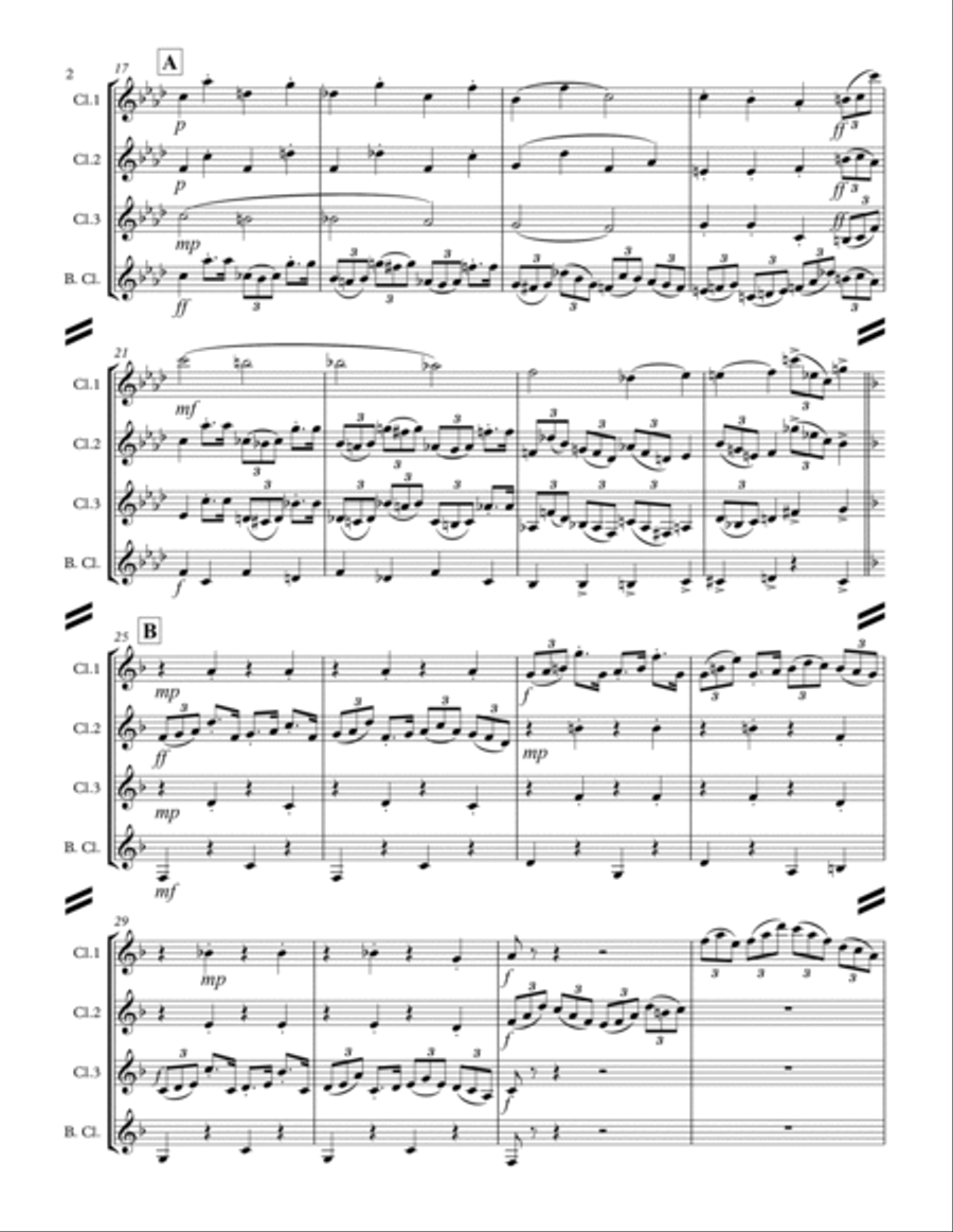 Nola (for Clarinet Quartet) Clarinet Quartet scores gallery preview page 3