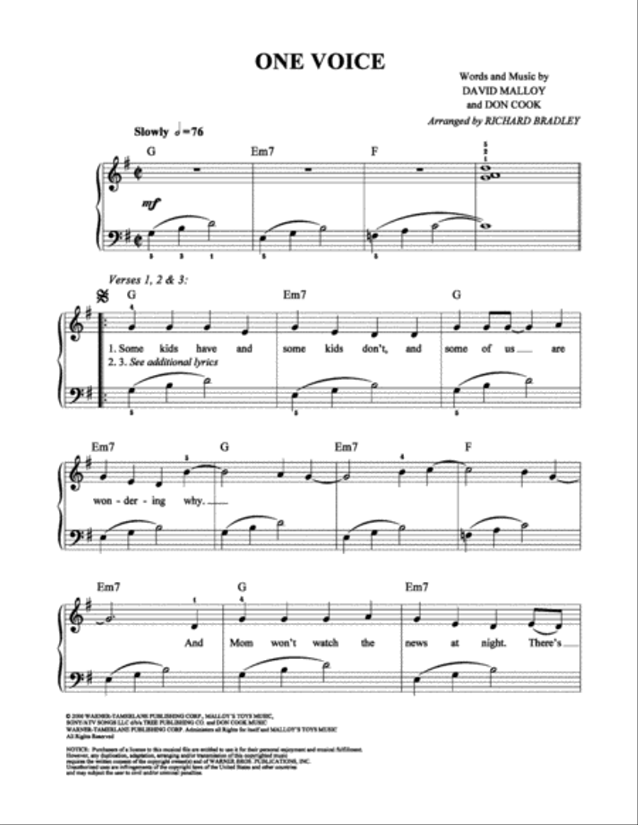 One Voice Voice scores gallery preview page 1