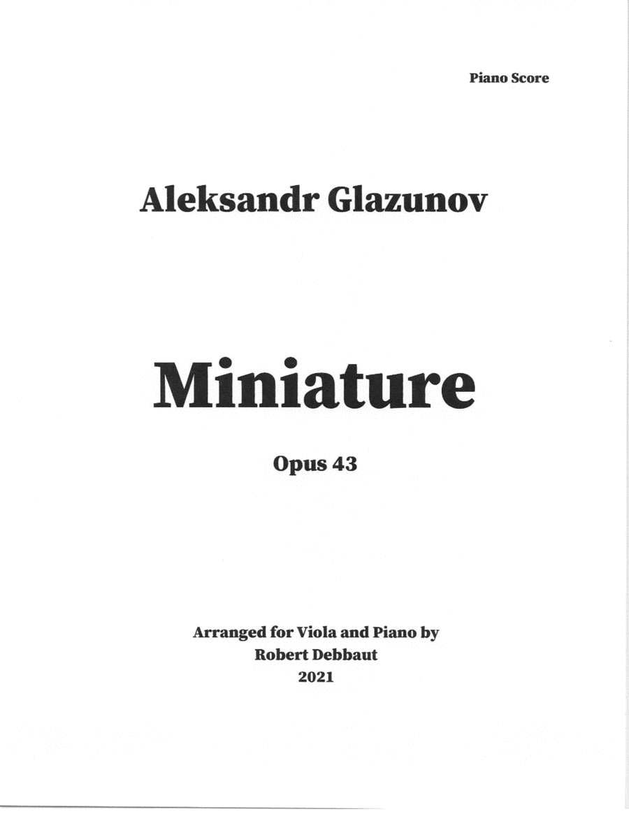 "Miniature" by Aleksandr Glazunov for Viola and Piano