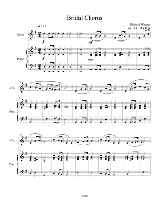 Bridal Chorus (Here Comes the Bride) for Solo Violin and Piano