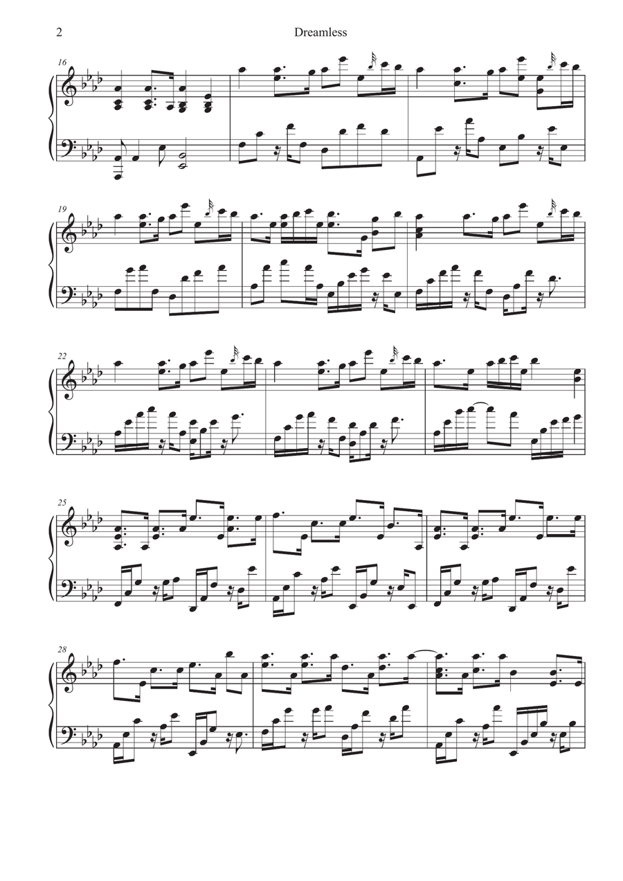 Dreamless (starlight ver.) Piano Solo scores gallery preview page 2