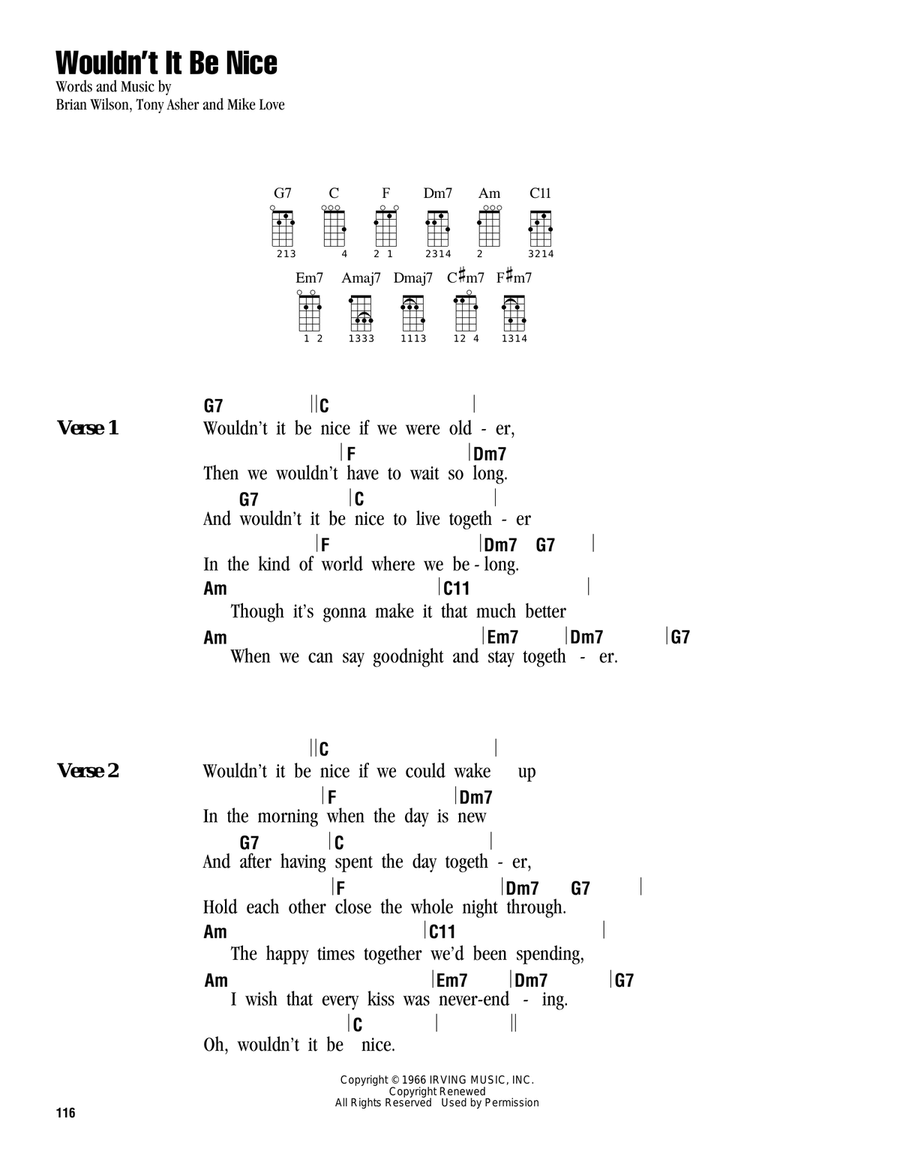Wouldn't It Be Nice Ukulele scores gallery preview page 1