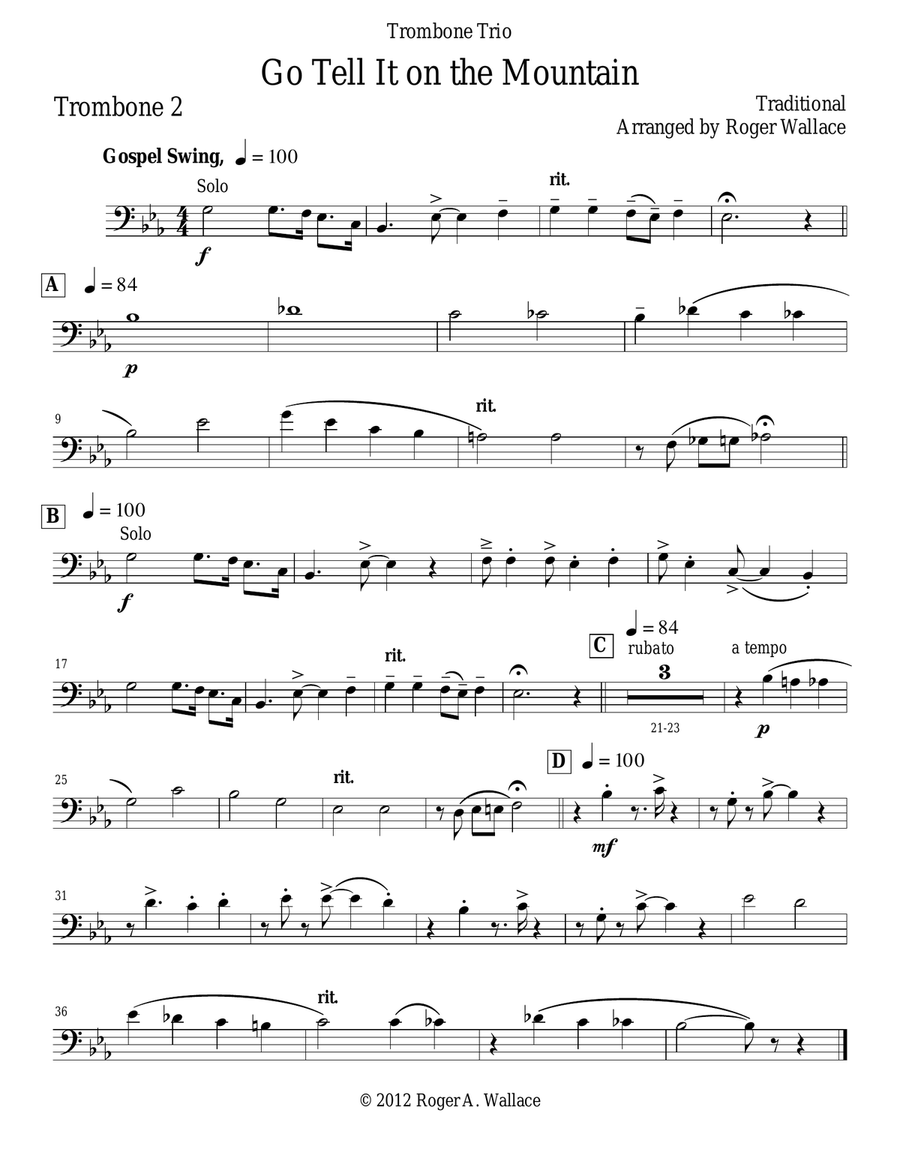 Go Tell It on the Mountain (Trombone Trio) Trombone Trio scores gallery preview page 6