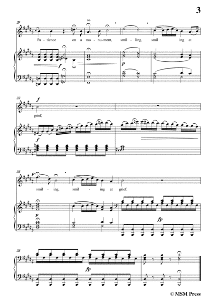 Haydn-She Never Told Her Love in B Major, for Voice and Piano Voice Solo scores gallery preview page 5