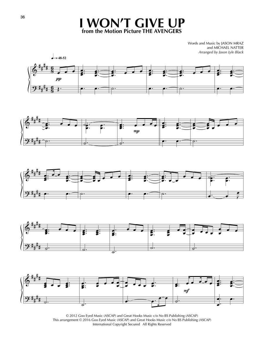 I Won't Give Up (arr. Jason Lyle Black) Piano Solo scores gallery preview page 1
