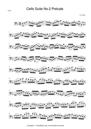 J. S. Bach : Cello Suite No.2 Prelude