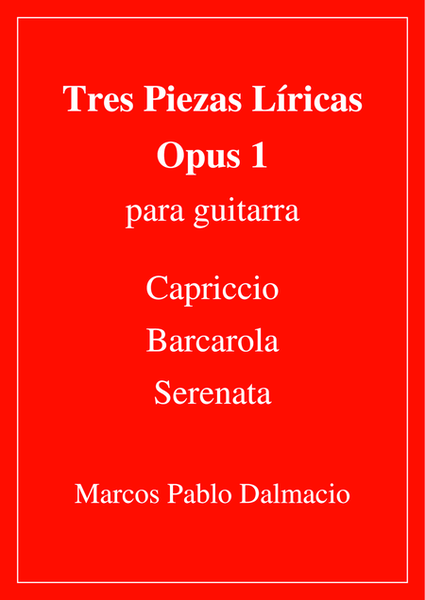 Tres Piezas Liricas para guitarra Opus 1 (Spanish Edition) image number null