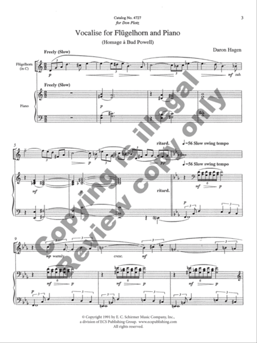 Vocalise for Flugelhorn & Piano Flugelhorn scores gallery preview page 3