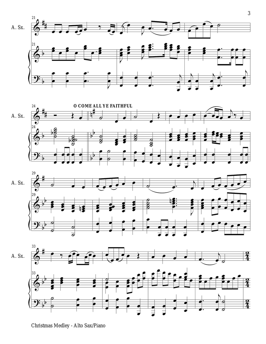 CHRISTMAS JOY MEDLEY (Alto Sax/Piano and Sax Part) Alto Saxophone scores gallery preview page 3