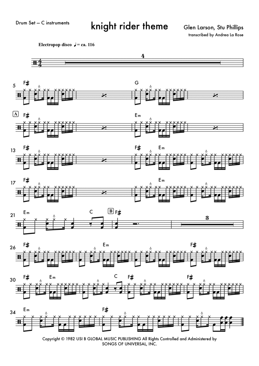 Knight Rider Theme Knight Rider Theme Bass Clarinet scores gallery preview page 1