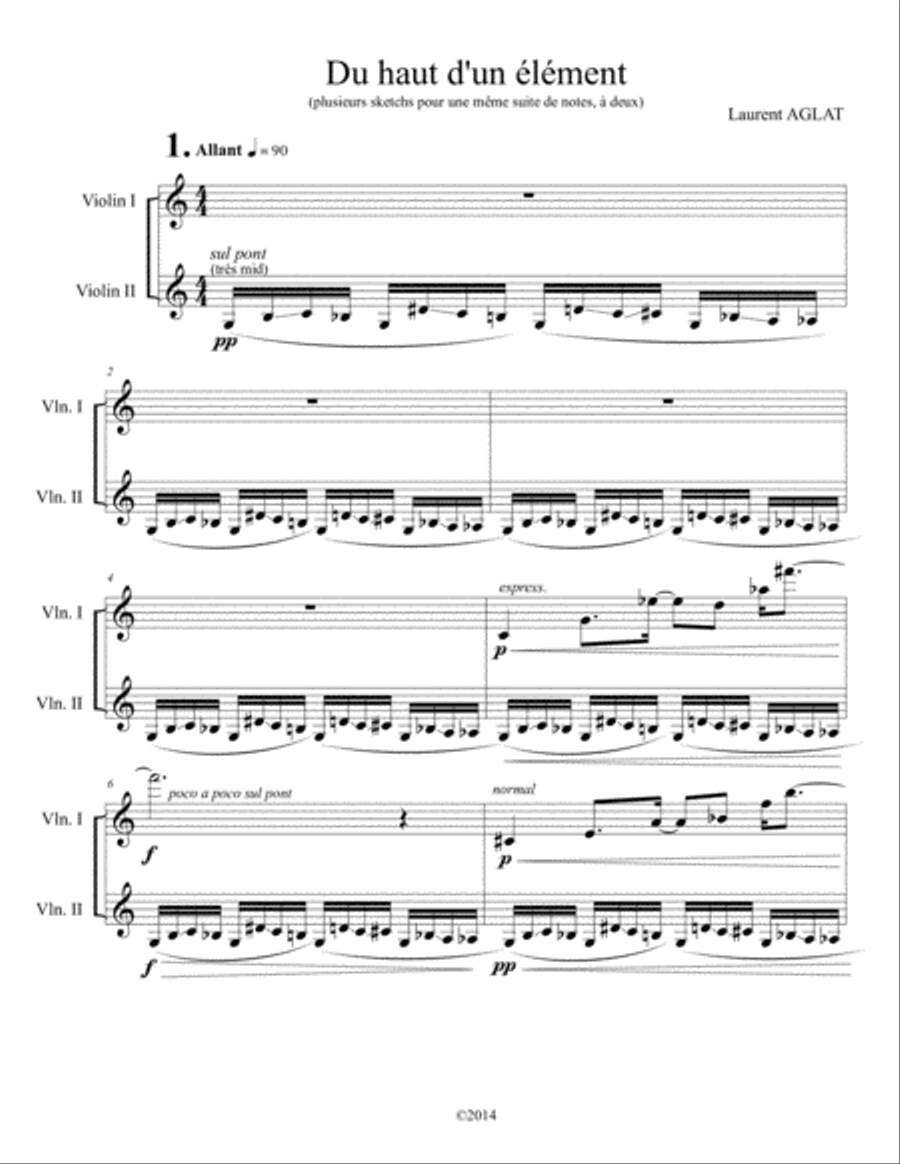 Du haut d'un element - Violin Duet String Duet scores gallery preview page 1