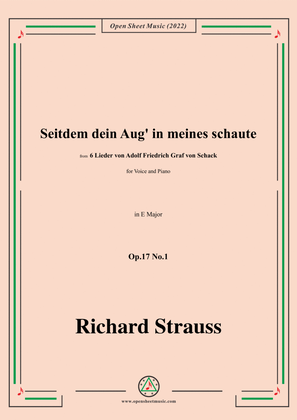 Book cover for Richard Strauss-Seitdem dein Aug' in meines schaute,in E Major