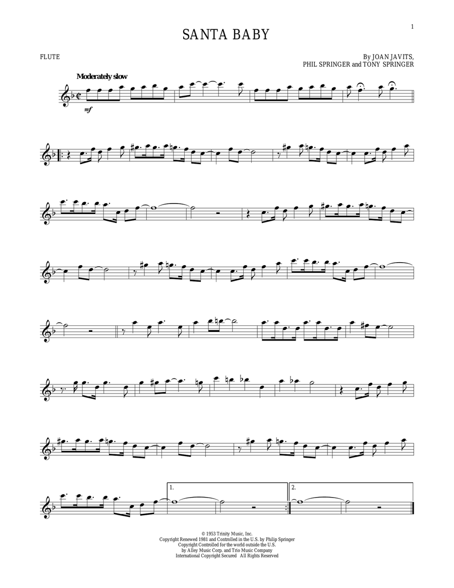 Santa Baby Santa Baby Flute Solo scores gallery preview page 1