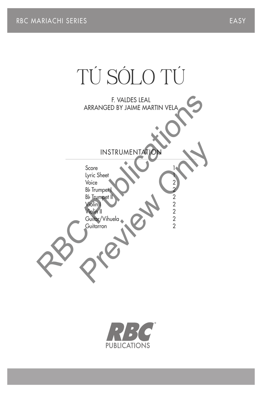 Tú Sólo Tú Voice scores gallery preview page 2
