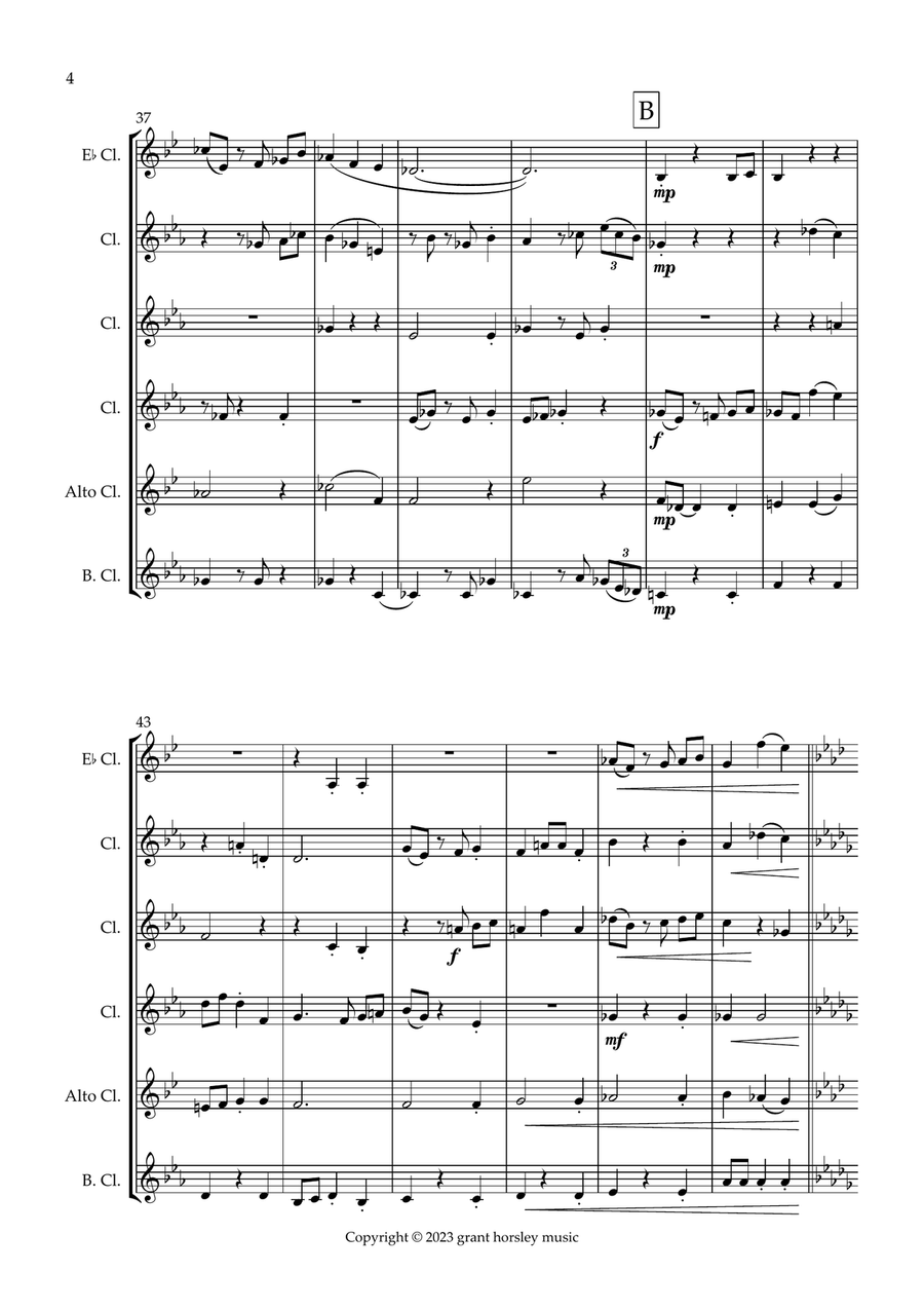 Weekend in Paris. Original Jazz Waltz for Clarinet Choir Clarinet Choir scores gallery preview page 5
