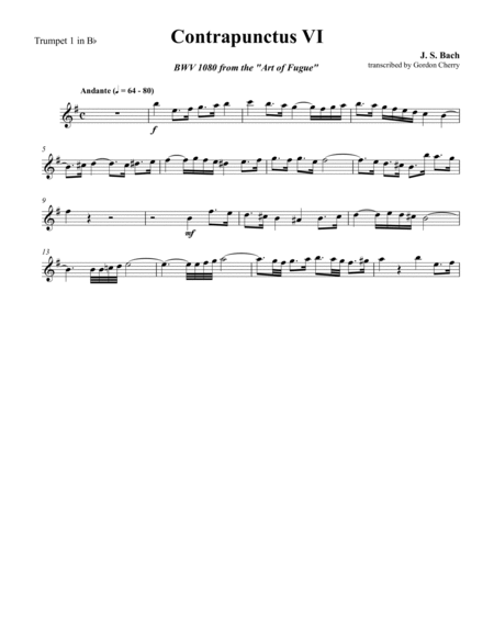 Contrapunctus VI BWV 1080 for Brass Quintet