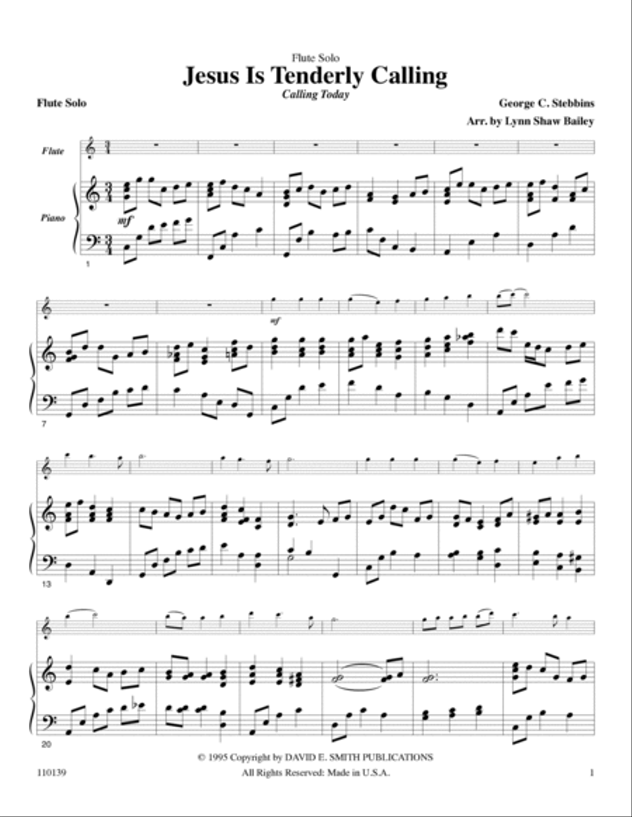 Jesus Is Tenderly Calling Flute Solo scores gallery preview page 2