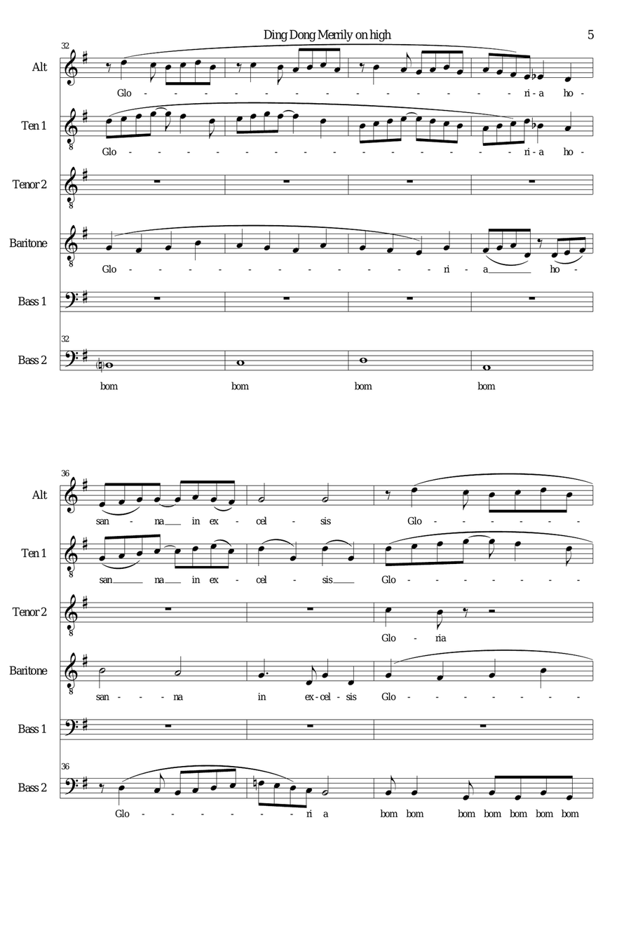 Ding Dong Merrily on high - a new version for male voices (ATTBarBB) Choir scores gallery preview page 5
