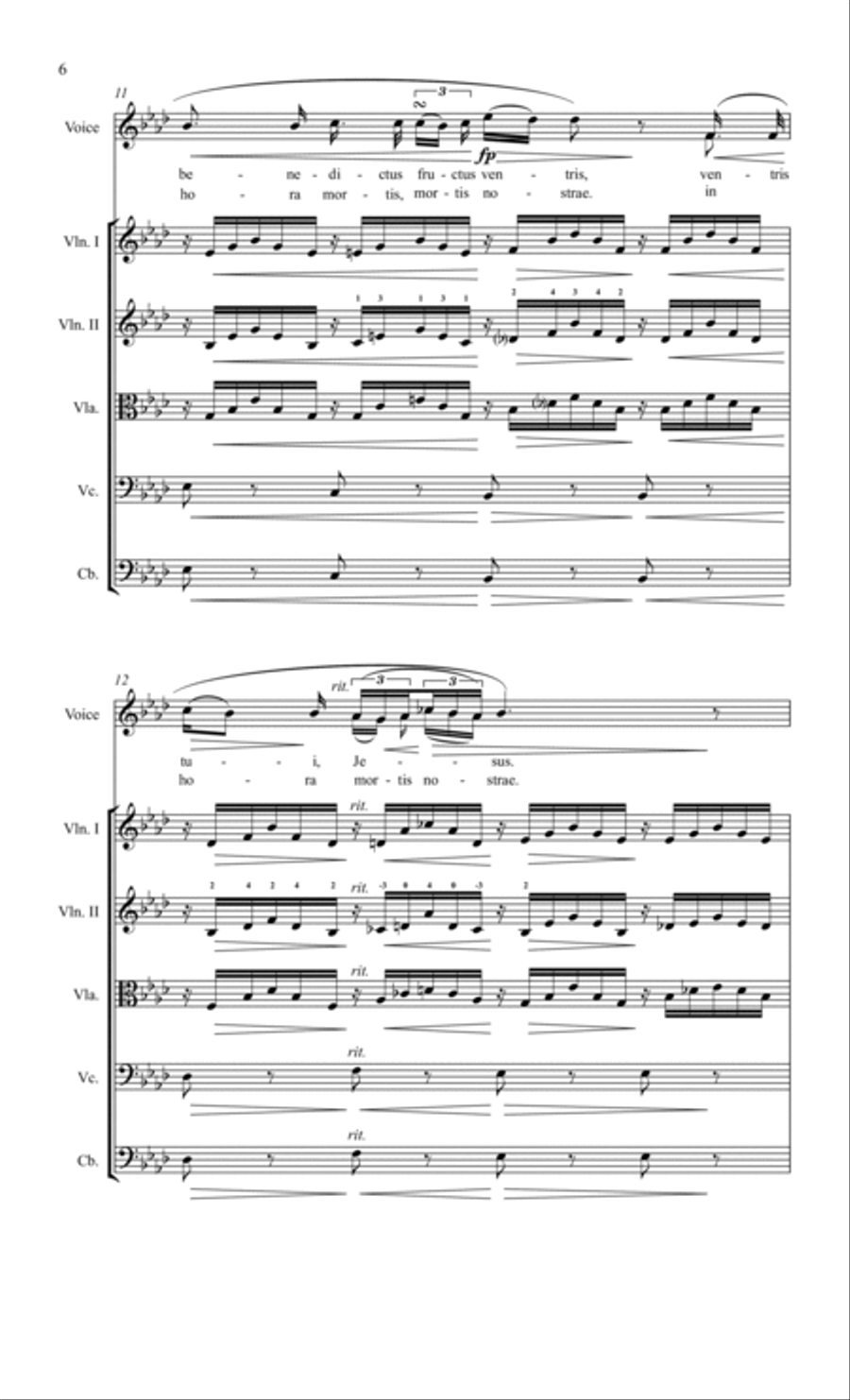 Ave Maria (Schubert) Key of Ab, for Voice with String Orchestra or String Quartet Accompaniment String Quartet scores gallery preview page 6