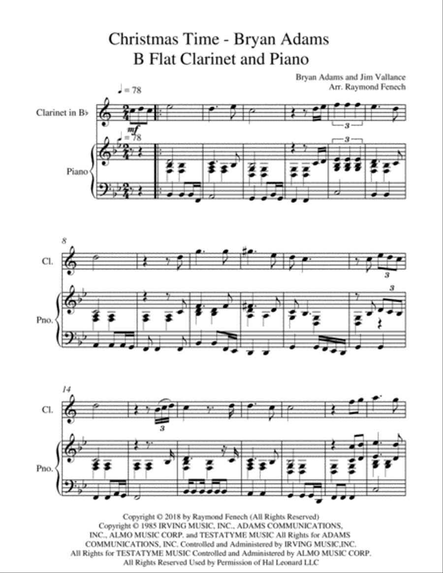 Christmas Time B-Flat Clarinet scores gallery preview page 5