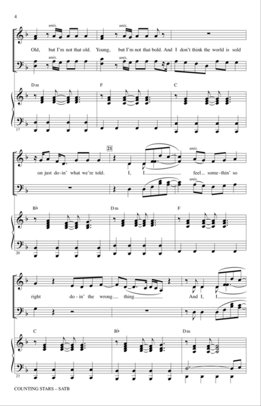 Counting Stars (arr. Mark Brymer) 4-Part scores gallery preview page 3