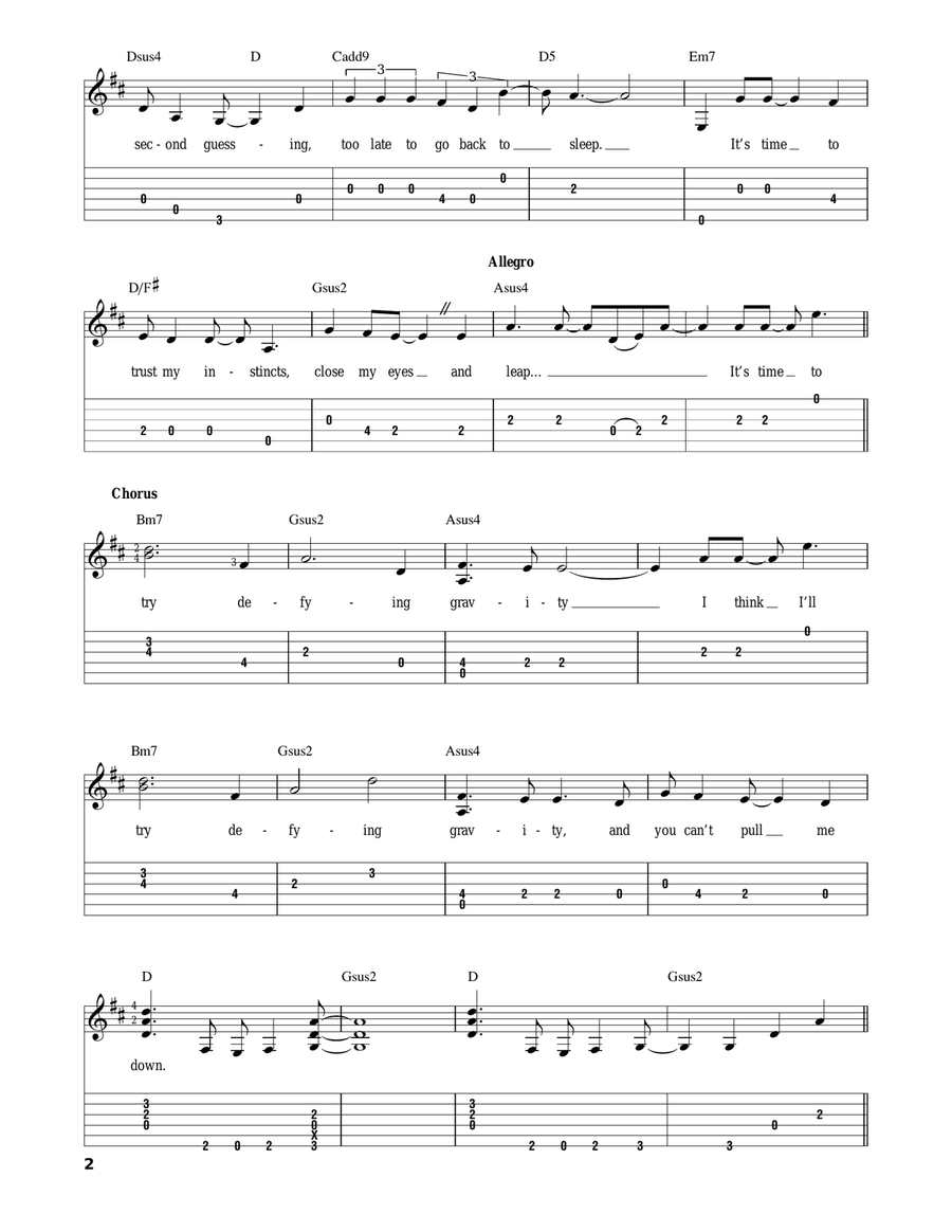 Defying Gravity (from Wicked) Guitar Tablature scores gallery preview page 2