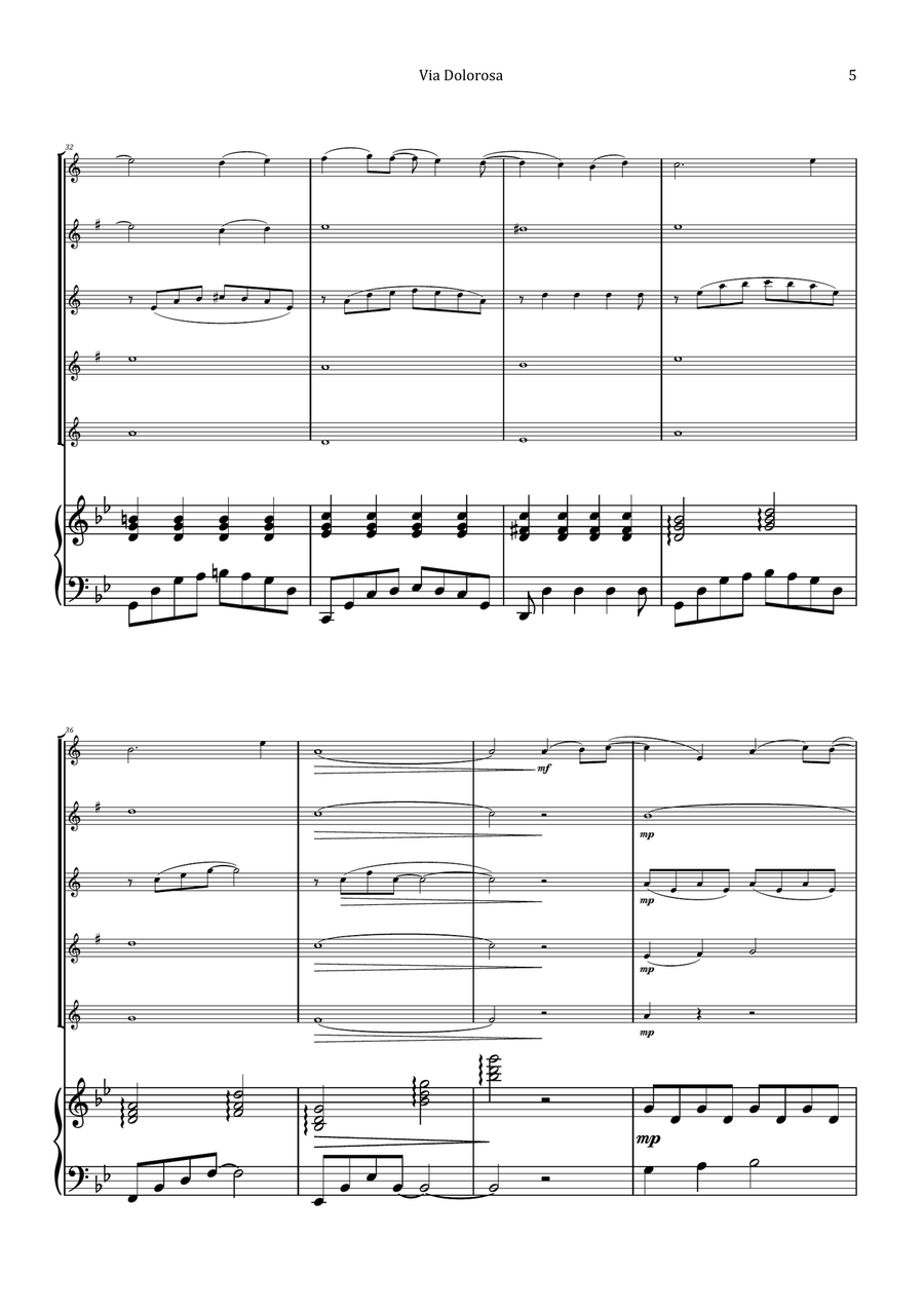 Via Dolorosa Saxophone Quintet scores gallery preview page 5