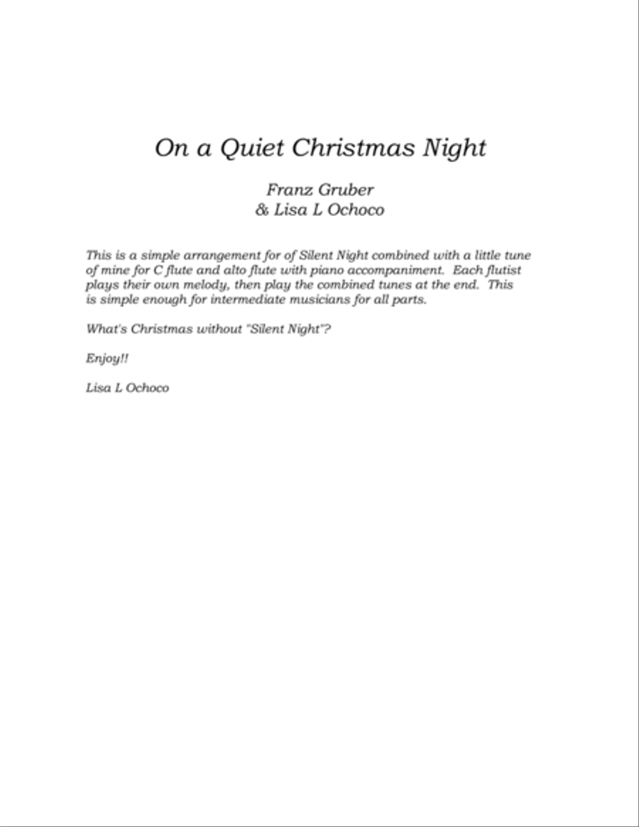 On a Quiet Christmas Night for C flute/Alto flute and Piano Woodwind Duet scores gallery preview page 4