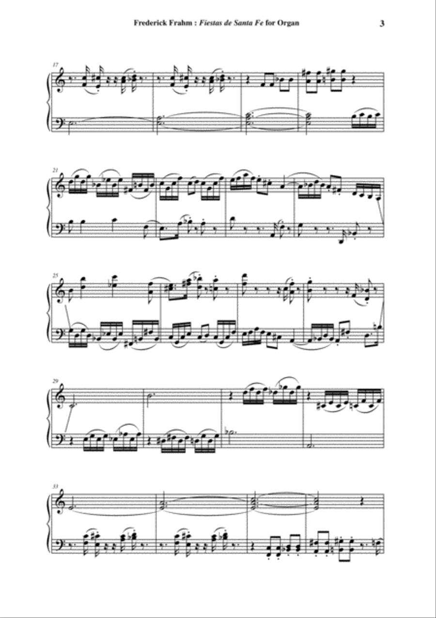 Frederick Frahm: Fiestas de Santa Fe for organ (manuals only) or piano or harpsichord Harpsichord scores gallery preview page 3