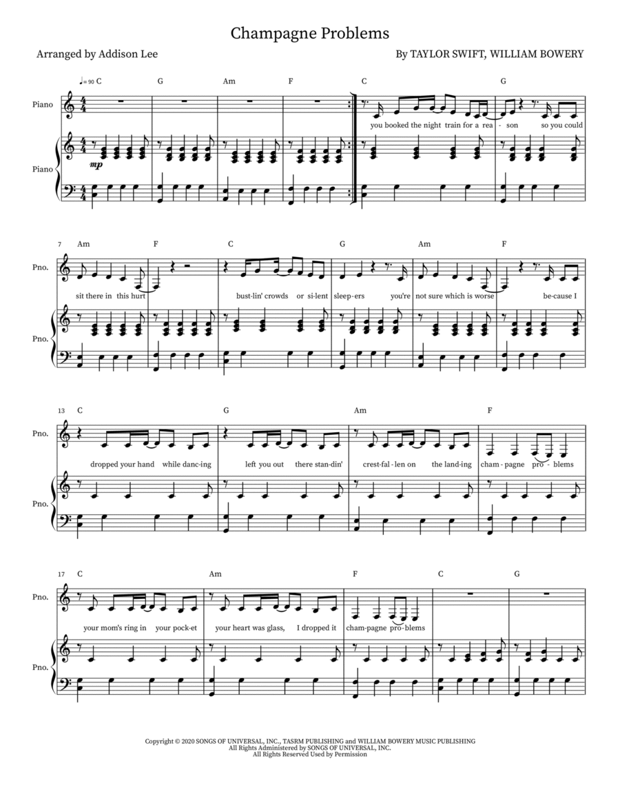 Champagne Problems Champagne Problems Piano, Vocal scores gallery preview page 1