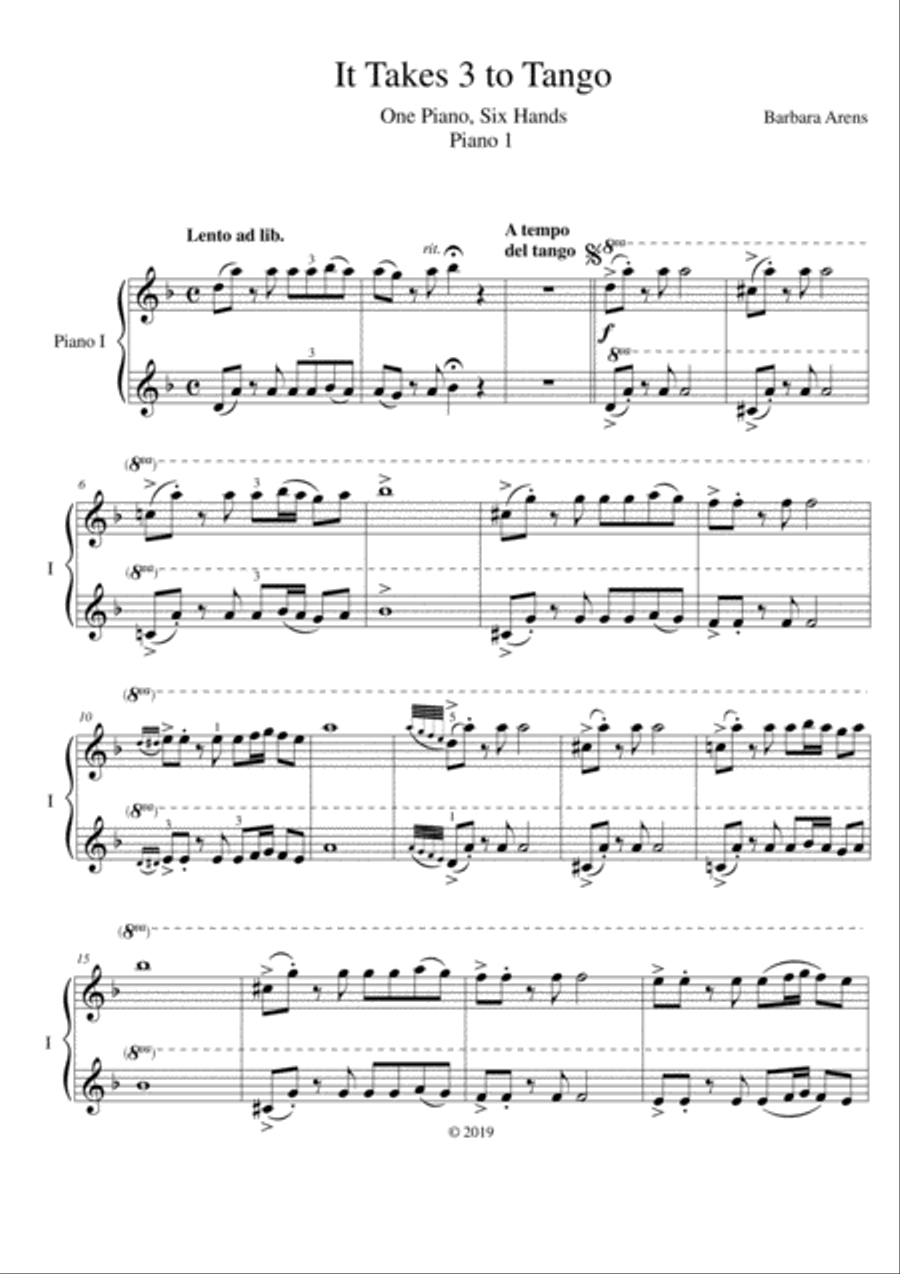 It Takes 3 to Tango for One Piano, 6 hands Piano Duet scores gallery preview page 5