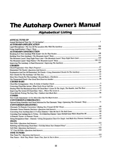 Autoharp Owner's Manual Autoharp - Digital Sheet Music