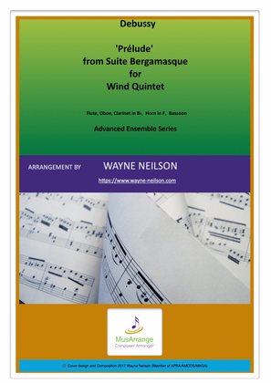Book cover for 'Prélude' from Suite Bergamasque for Wind Quintet