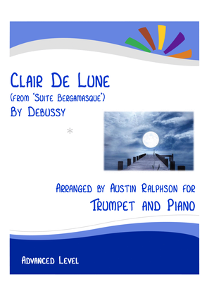 Book cover for Clair De Lune (Debussy) - trumpet and piano with FREE BACKING TRACK