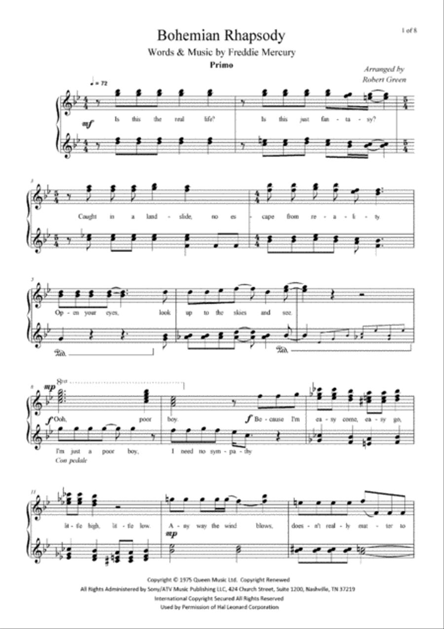 Bohemian Rhapsody 1 Piano, 4-Hands scores gallery preview page 2